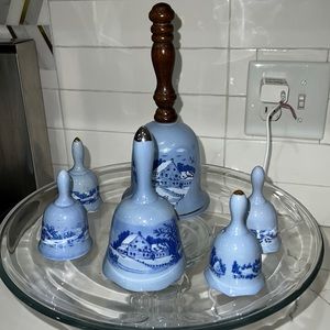 Currier and Ives 7 piece Bell set-one mini not pictured